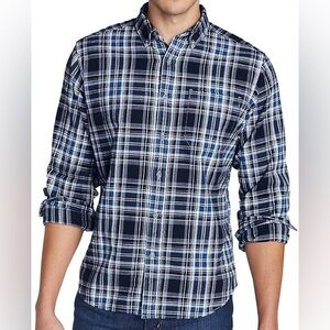 Eddie Bauer blue grey White flannel Shirt men’s XXL